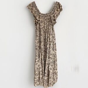 Free People Women's Size Large Bonita Floral Print Flutter Sleeve Midi Dress